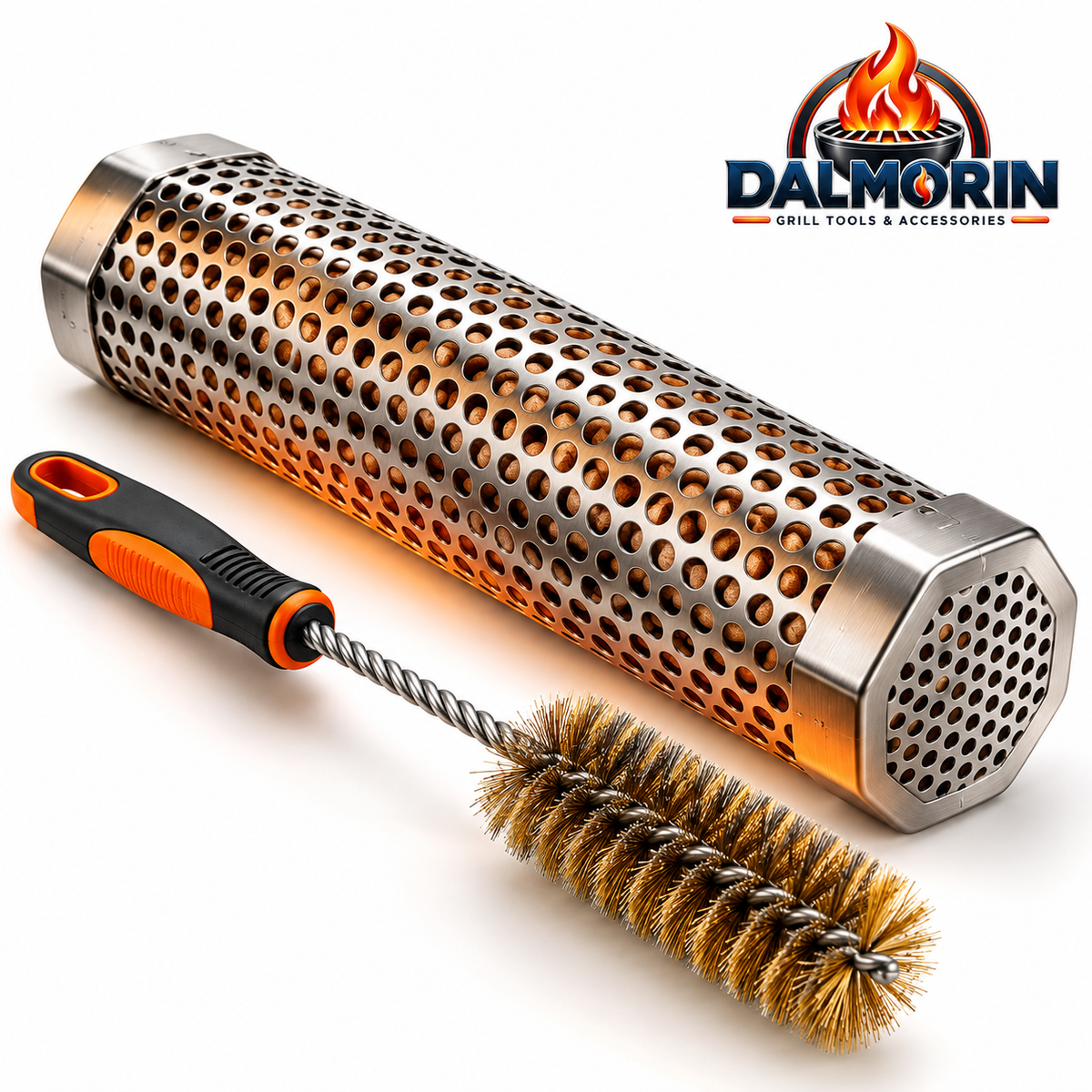 Stainless Steel Pellet Smoker Tube & Cleaning Brush