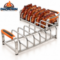Stainless Steel BBQ Rib Rack with Easy-Grip Handles