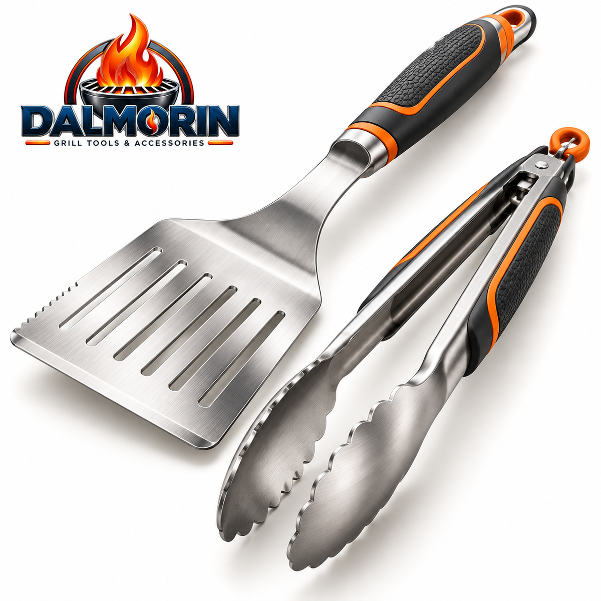 Heavy-Duty BBQ Spatula & Locking Tongs Set
