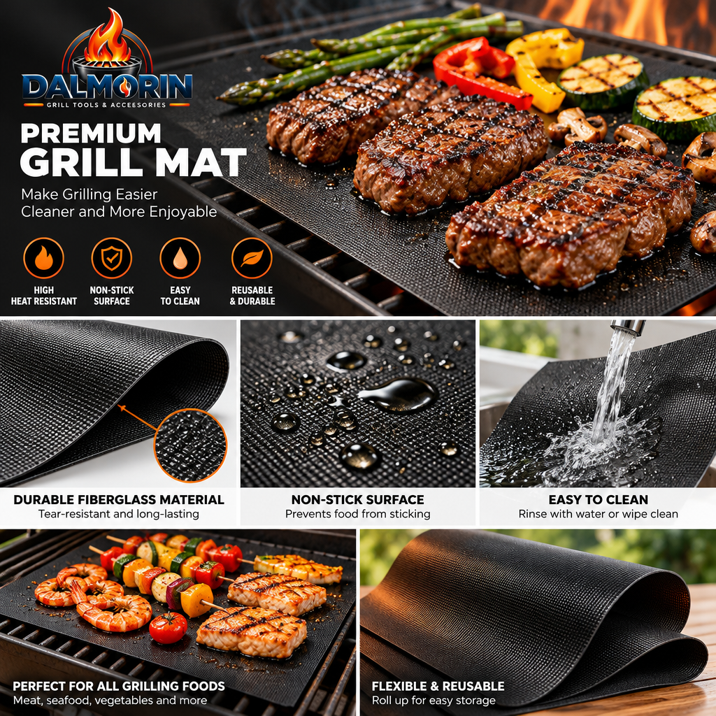 Reusable Nonstick BBQ Grill Mats – 3-Piece Set