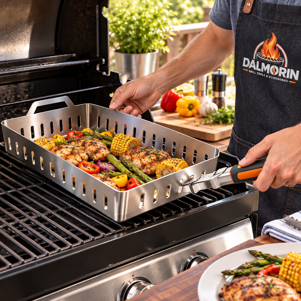 Stainless Steel Grill Basket with Detachable Handle