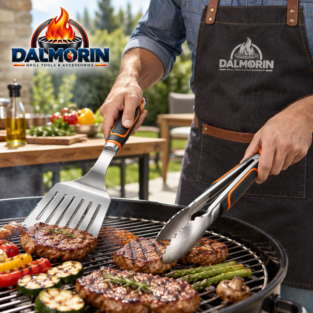Heavy-Duty BBQ Spatula & Locking Tongs Set