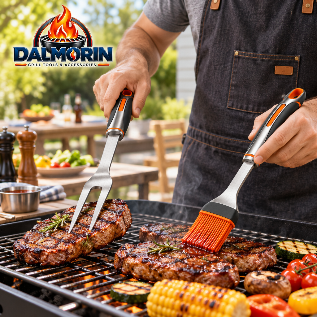 Stainless Steel Grill Fork & Silicone Basting Brush Set