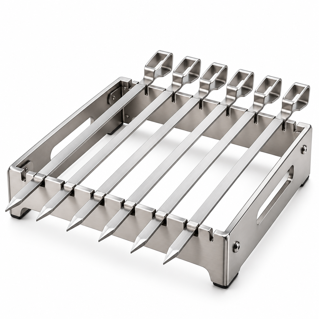 Stainless Steel Kabob Skewer Rack – 7-Piece Set