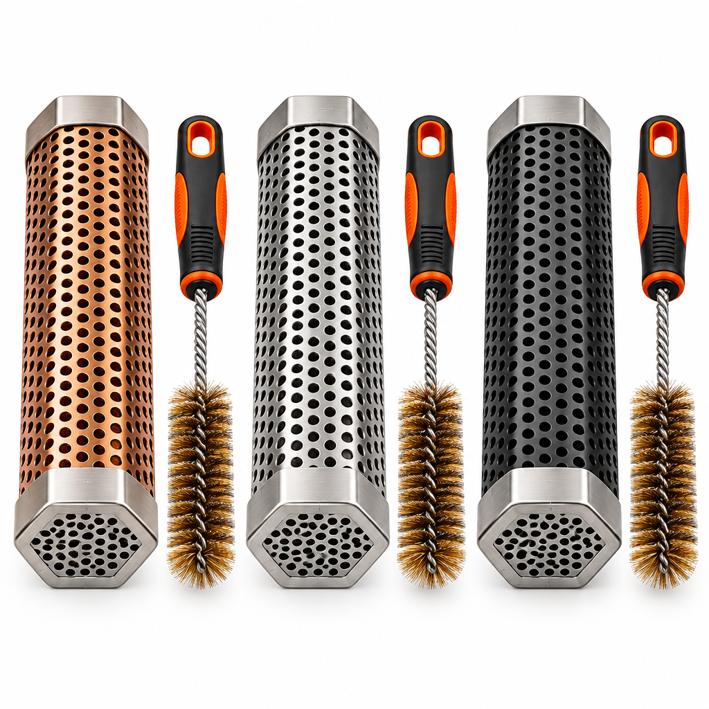 Stainless Steel Pellet Smoker Tube & Cleaning Brush