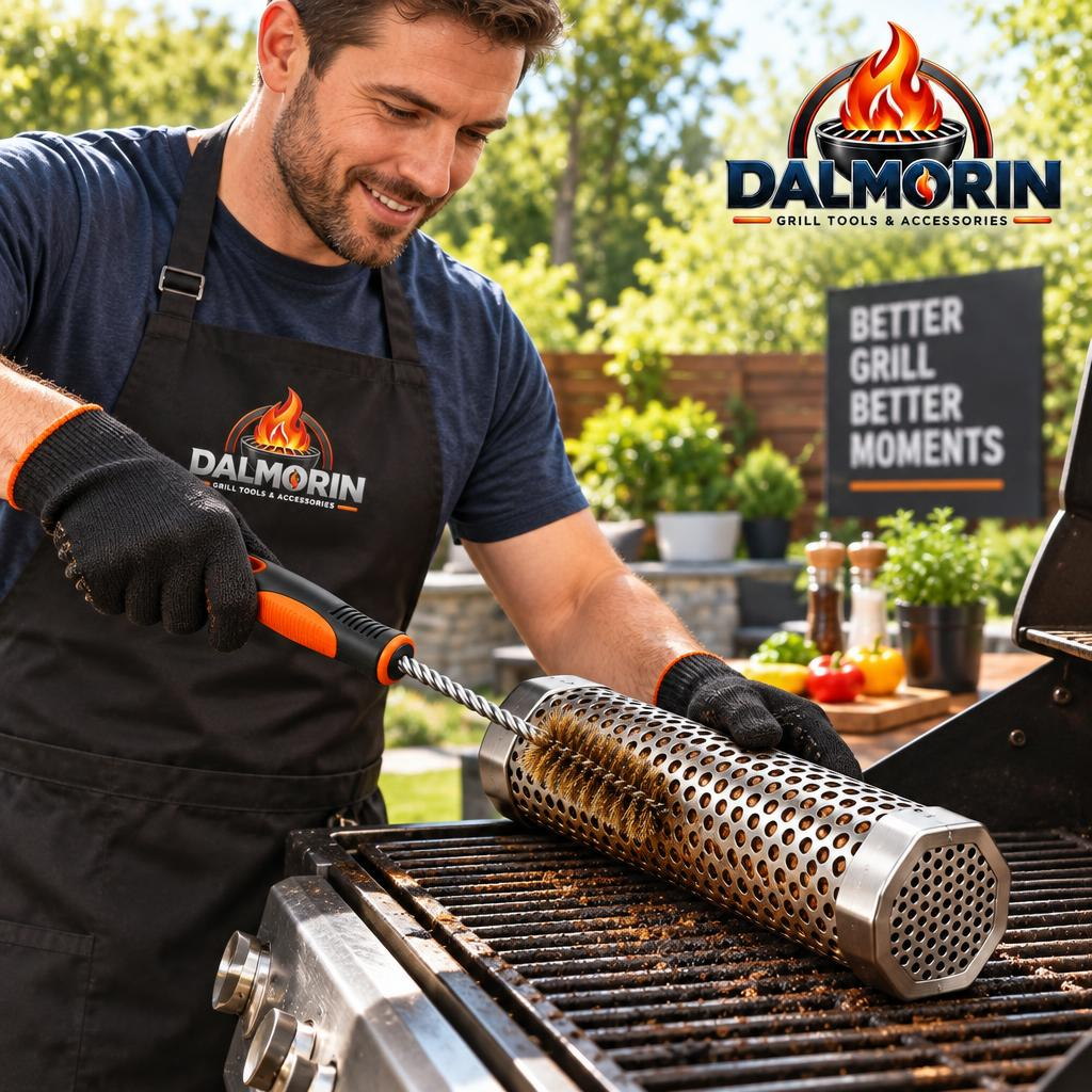 Stainless Steel Pellet Smoker Tube & Cleaning Brush