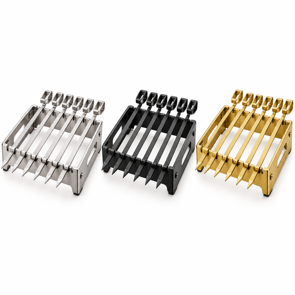 Stainless Steel Kabob Skewer Rack – 7-Piece Set