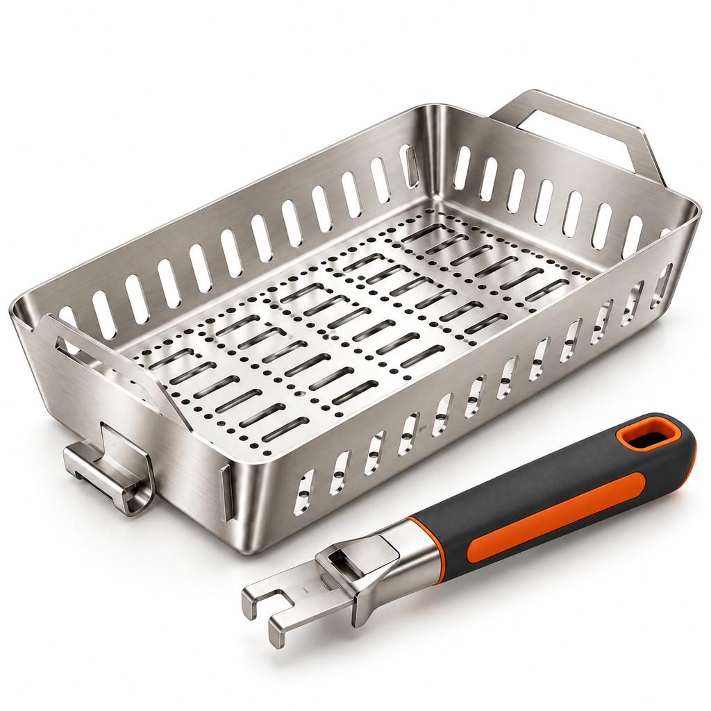 Stainless Steel Grill Basket with Detachable Handle
